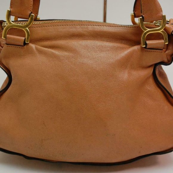 Auth Chloe Marcie Medium Shoulder Bag Leather Bron - Picture 2 of 16